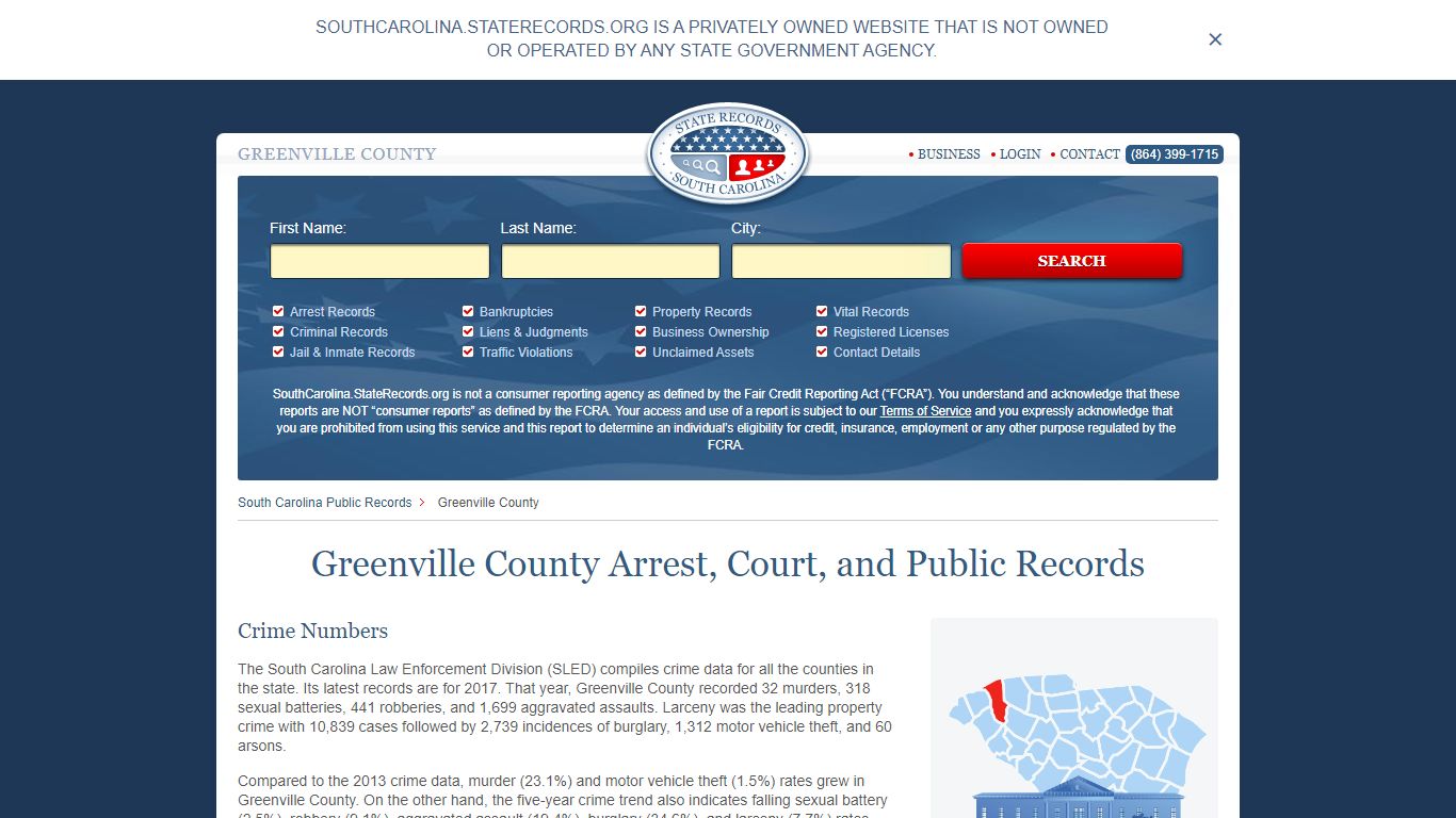 Greenville County Arrest, Court, and Public Records
